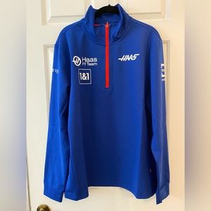 Haas Racing F1 2022 Men's Official Team Issue Blue 1/4 Zip Sweatshirt L